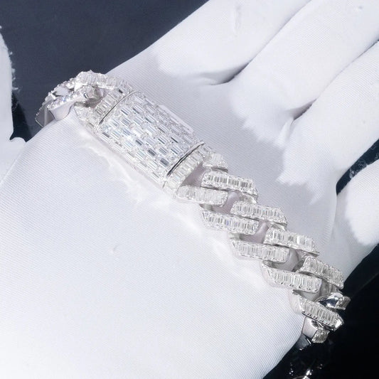 MIAMI CUBAN LINK BRACELET | 15MM | BAGUETTE CUT Frozen Gold Jewellers