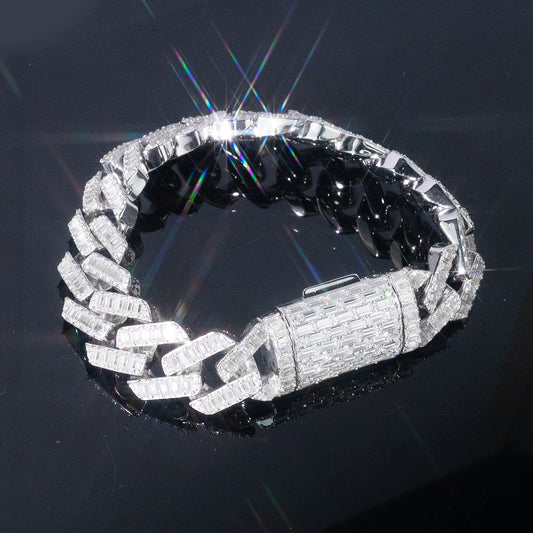 MIAMI CUBAN LINK BRACELET | 15MM | BAGUETTE CUT
