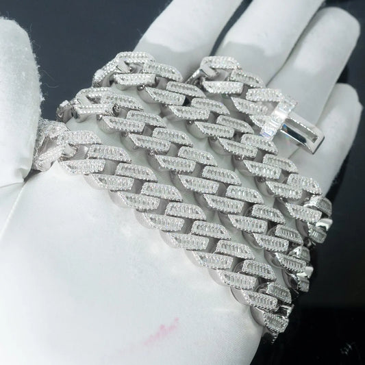 MIAMI CUBAN LINK CHAIN | 15MM | BAGUETTE CUT Frozen Gold Jewellers