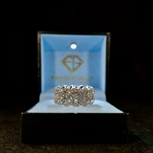 Cuban Link Ring round 10mm WG - Frozen Gold Jewellers