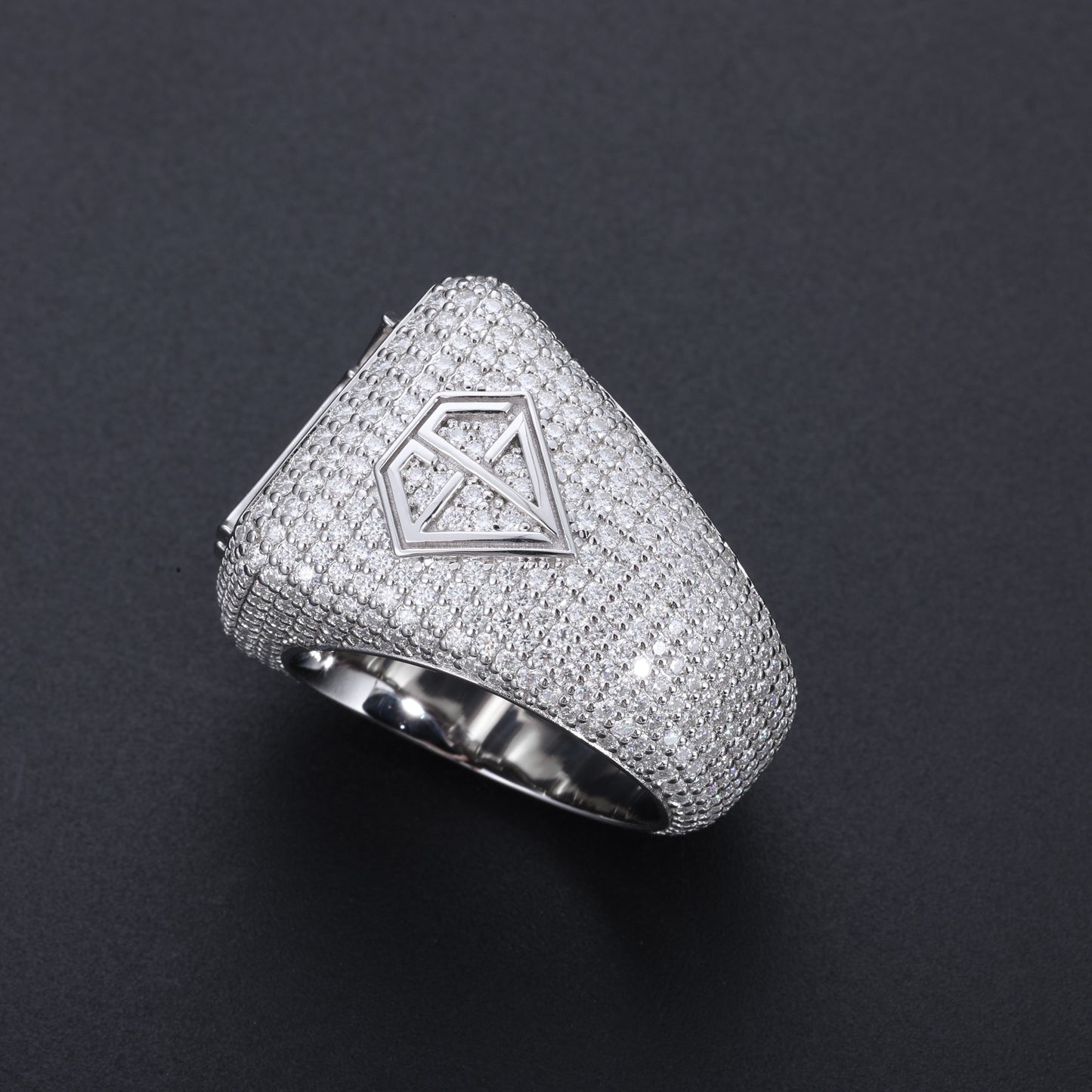 Floating Logo Bust Down Champions Ring FG Side - Frozen Gold Jewellers