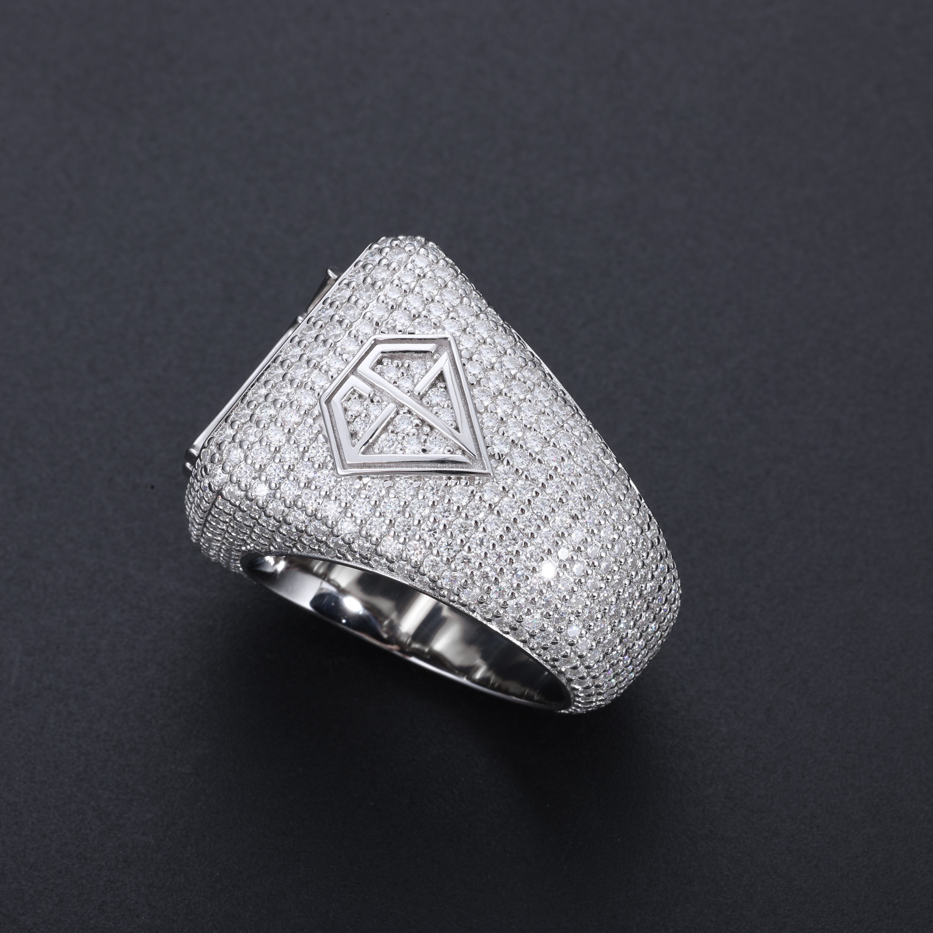 Floating Logo Bust Down Champions Ring FG Side - Frozen Gold Jewellers