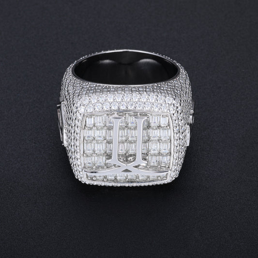 Floating Logo Bust Down Champions Ring Front - Frozen Gold Jewellers