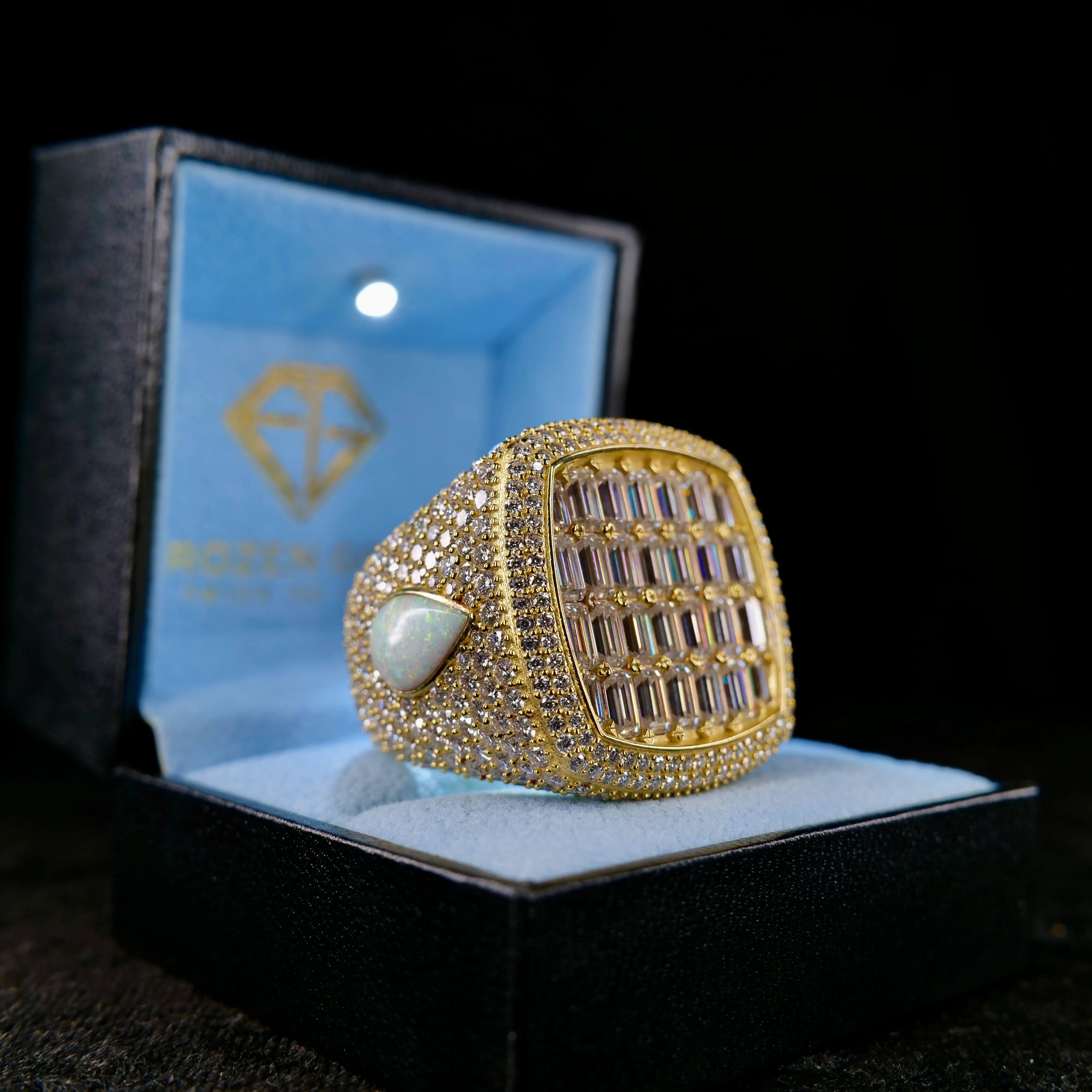 Iced ring · opal side-stone