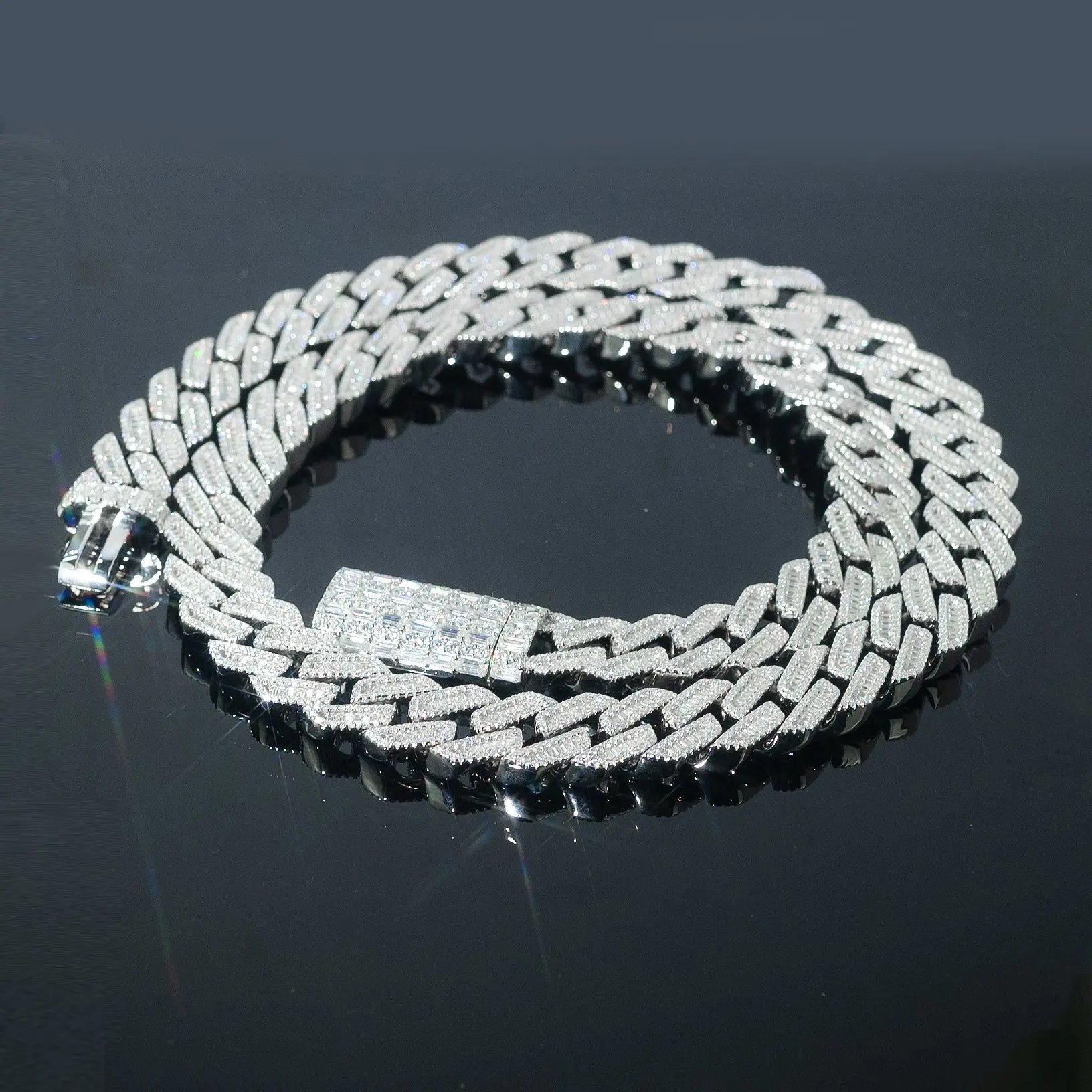 MIAMI CUBAN LINK CHAIN | 15MM | BAGUETTE CUT Frozen Gold Jewellers