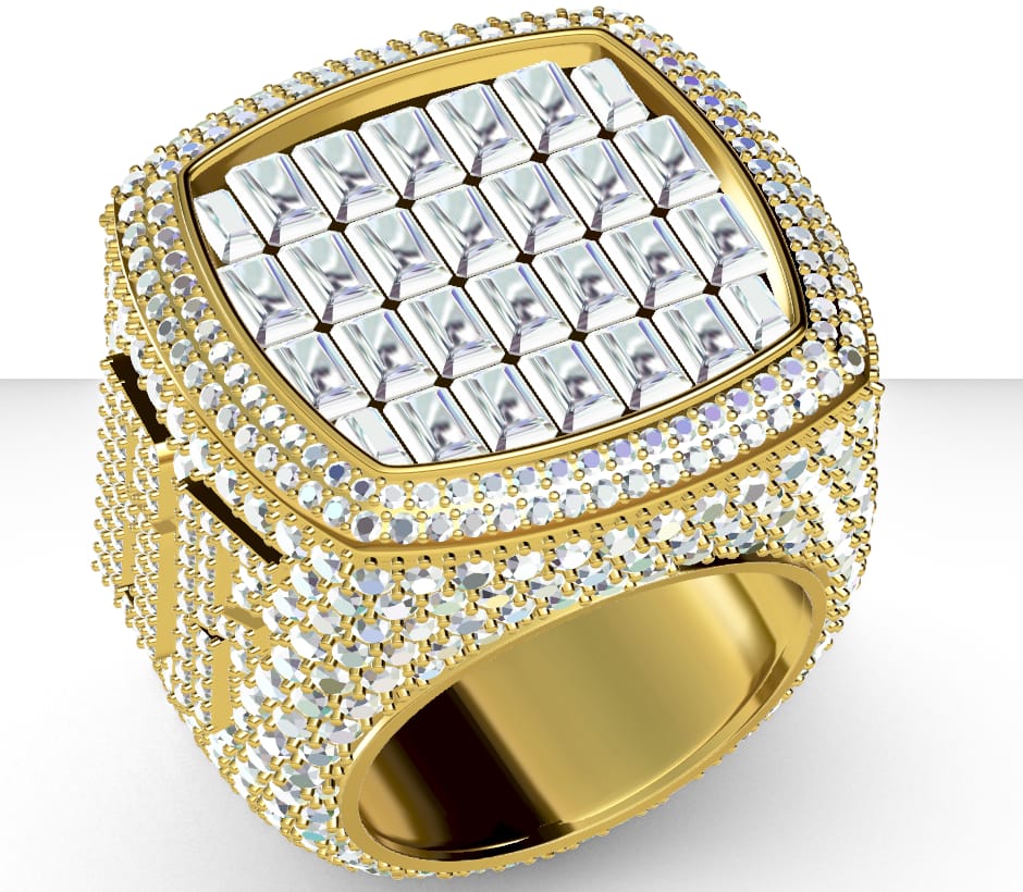 BF/Birthstone Custom Ring 3D Design (top/BF side) - Frozen Gold Jewellers