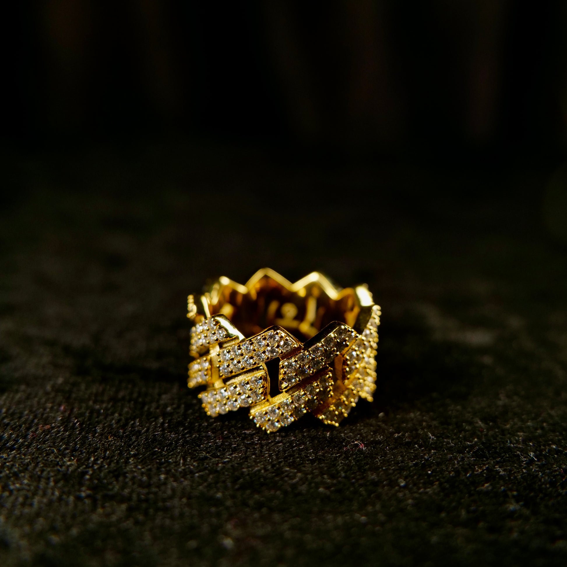 Y/Gold Cuban Ring Front shot - Frozen Gold Jewellers