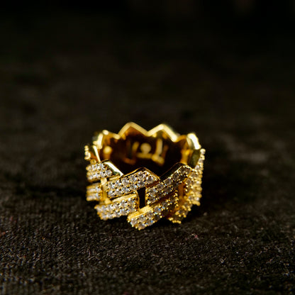 Y/Gold Cuban Ring Top Shot blurred logo - Frozen Gold Jewellers