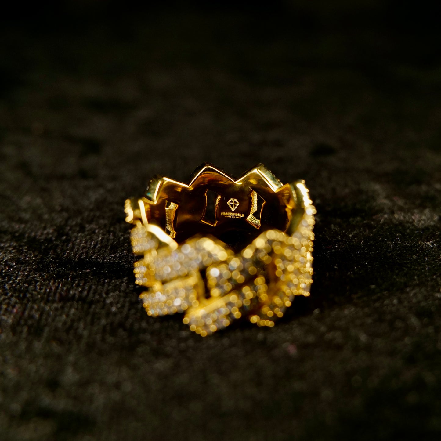 Y/Gold Cuban Ring Top Shot logo - Frozen Gold Jewellers