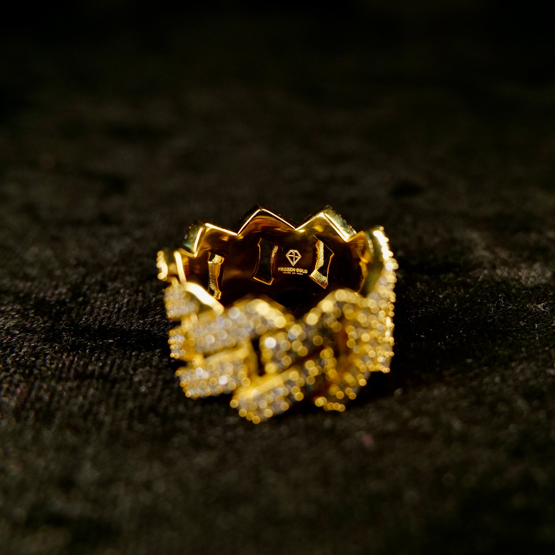 Y/Gold Cuban Ring Top Shot logo - Frozen Gold Jewellers