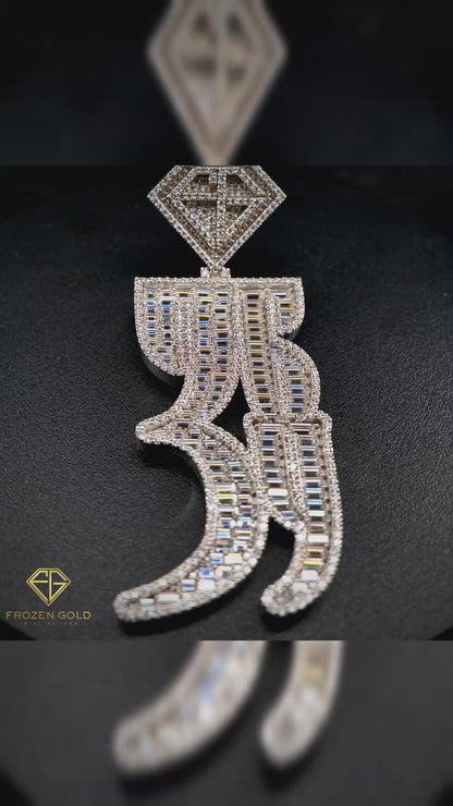 "369" BAGUETTE SET PENDANT & FROZEN GOLD BAIL