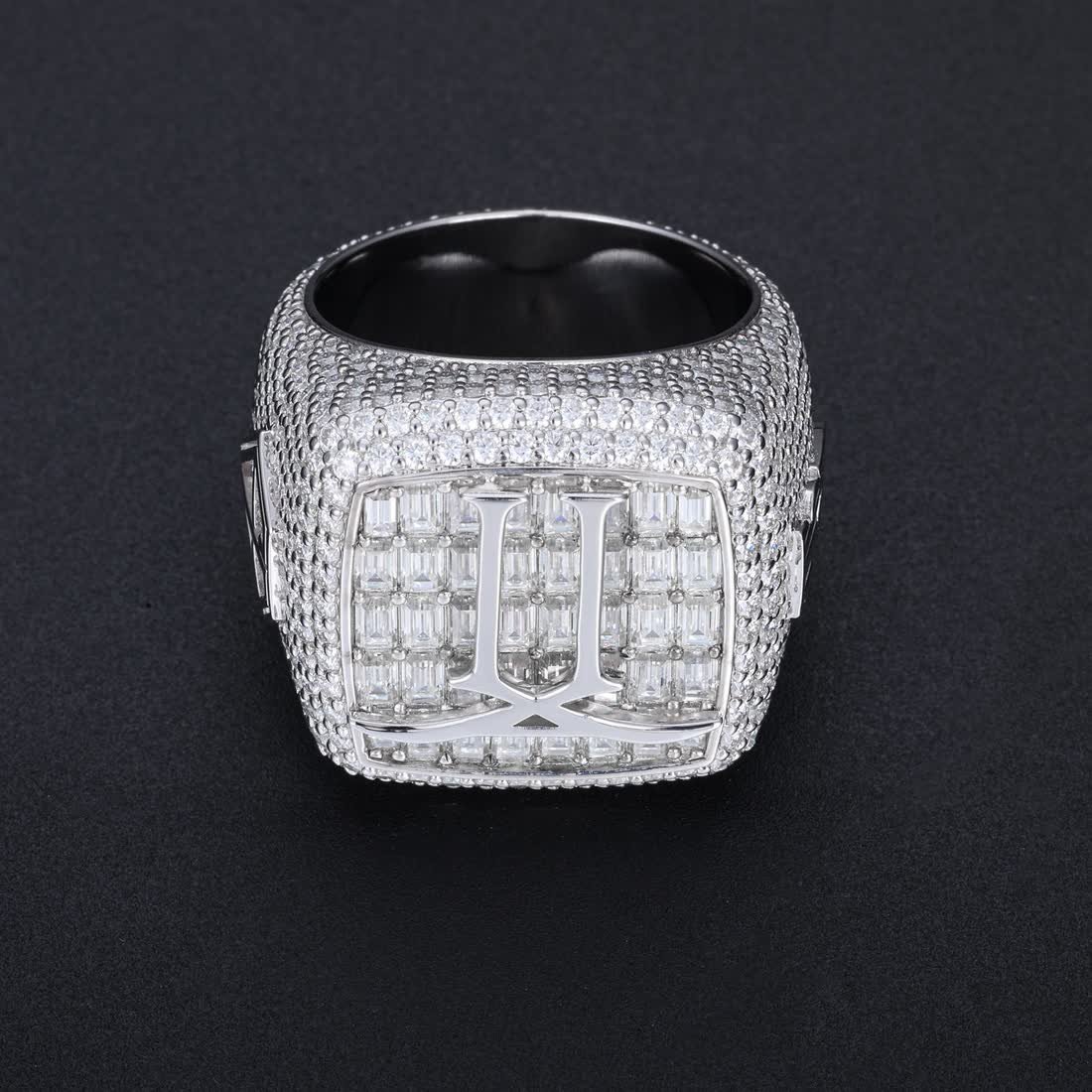 Monogram signet ring, full pavé